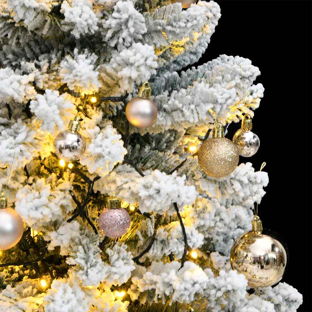 csuklópántos műkarácsonyfa 150 LED-del és gömbökkel 120 cm