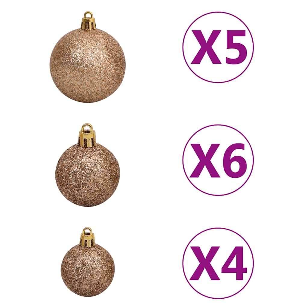 csuklópántos műkarácsonyfa 150 LED-del és gömbökkel 120 cm
