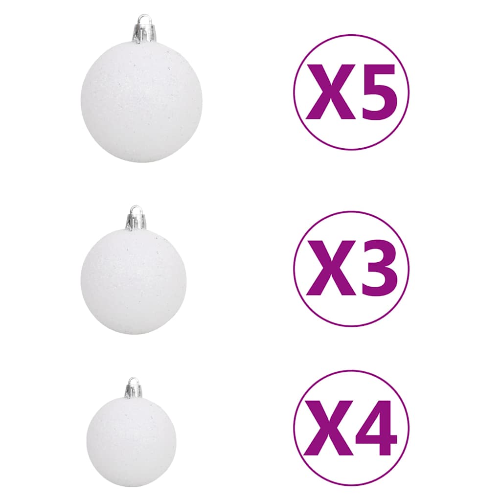 csuklópántos műkarácsonyfa 150 LED-del és gömbökkel 150 cm