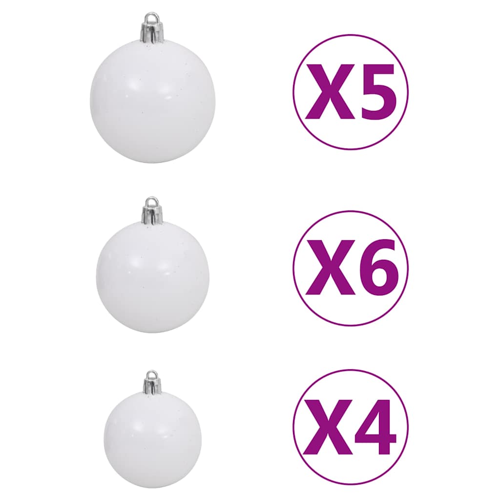csuklópántos műkarácsonyfa 150 LED-del és gömbökkel 150 cm