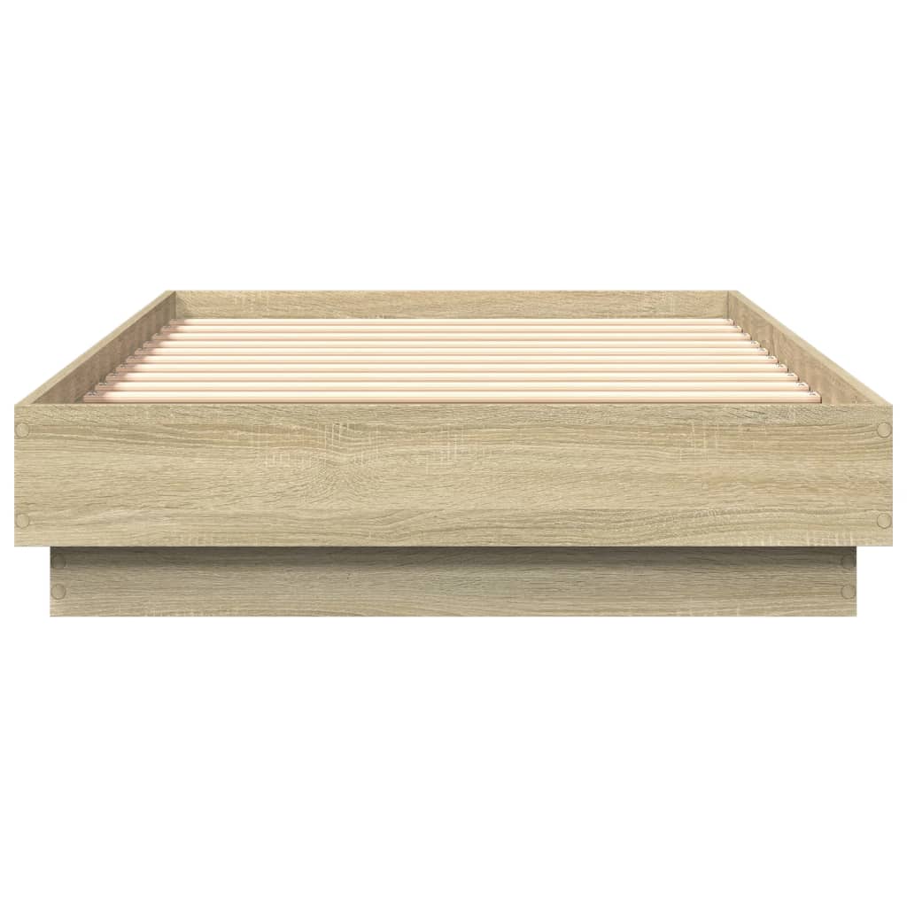 sonoma tölgy színű szerelt fa ágykeret matrac nélkül 75x190 cm