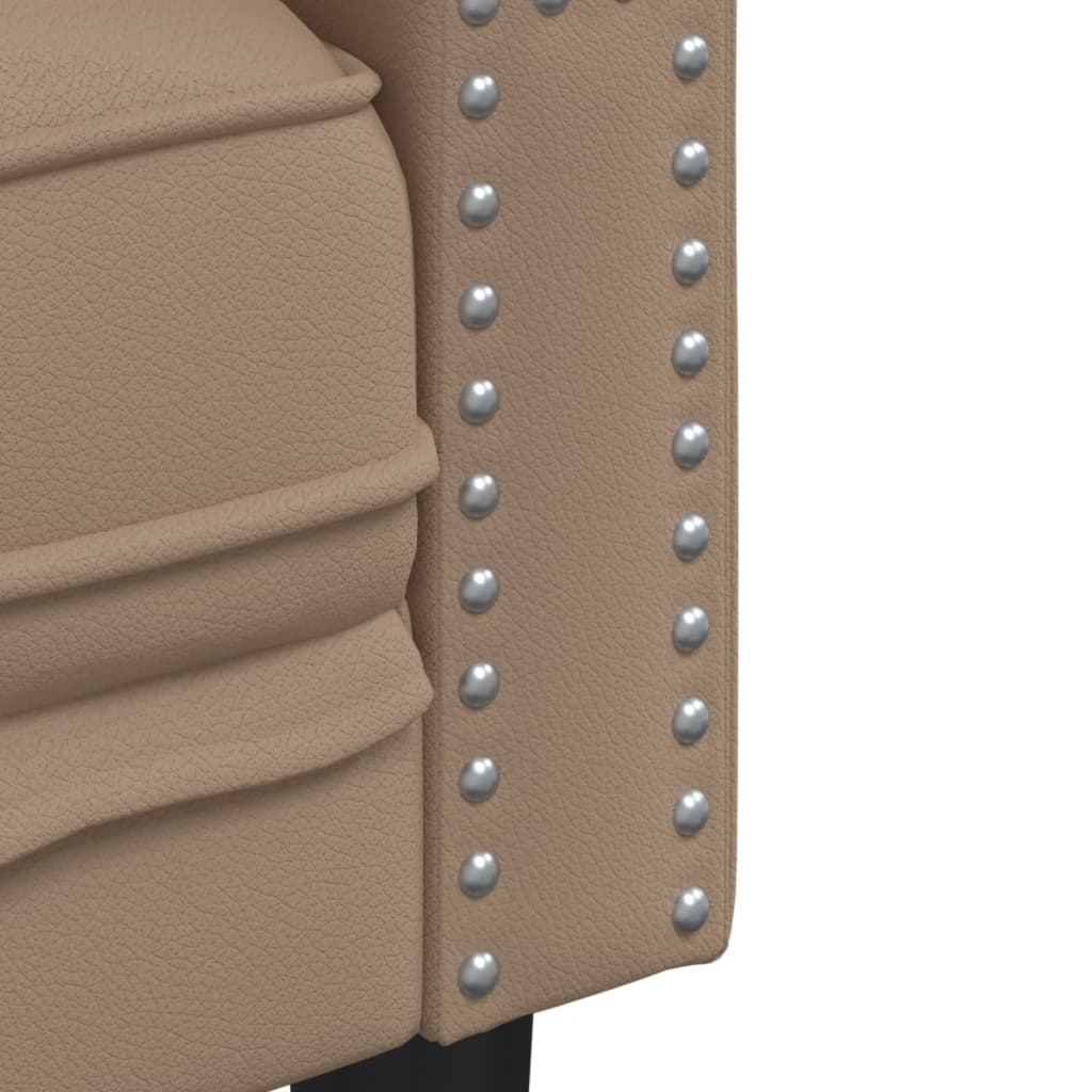 2 részes kávészínű műbőr Chesterfield kanapégarnitúra