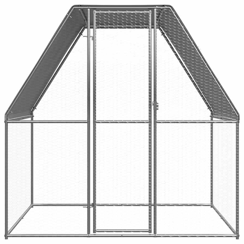 ezüst és szürke horganyzott acél tyúkketrec 2 x 2 x 2 m