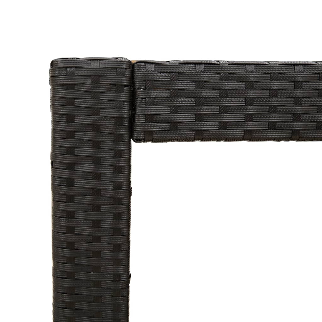 fekete polyrattan kerti kisasztal fa asztallappal 60x40x75 cm