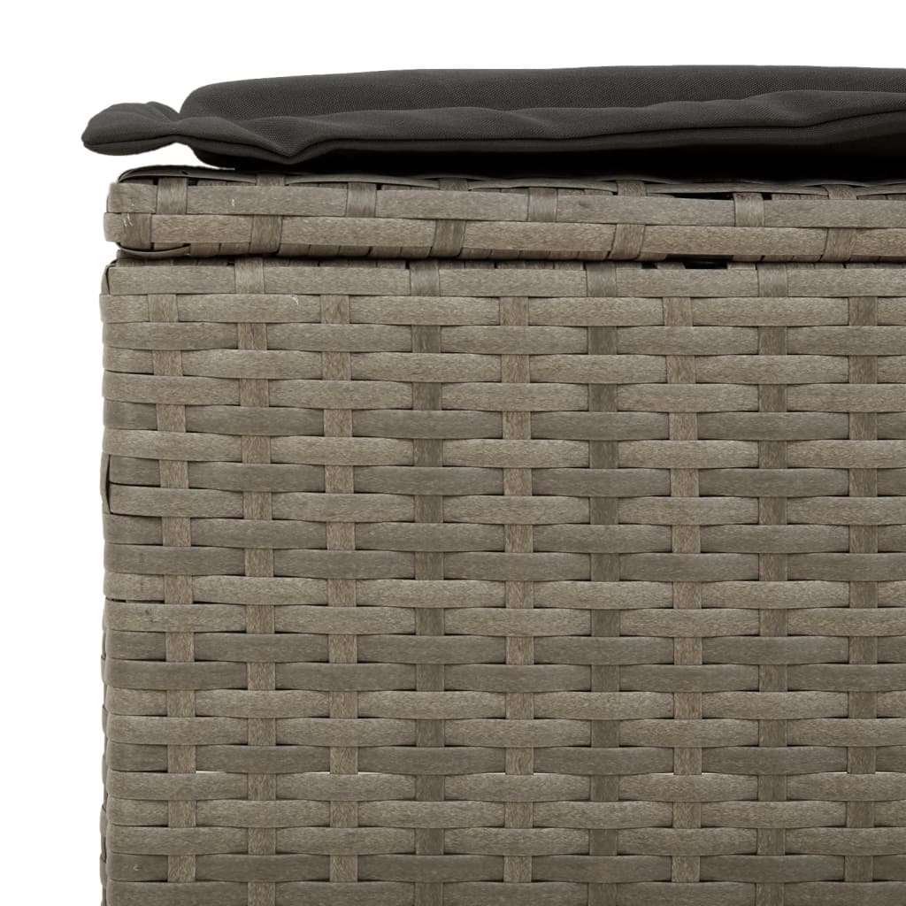 3 személyes szürke polyrattan kerti kanapé párnával