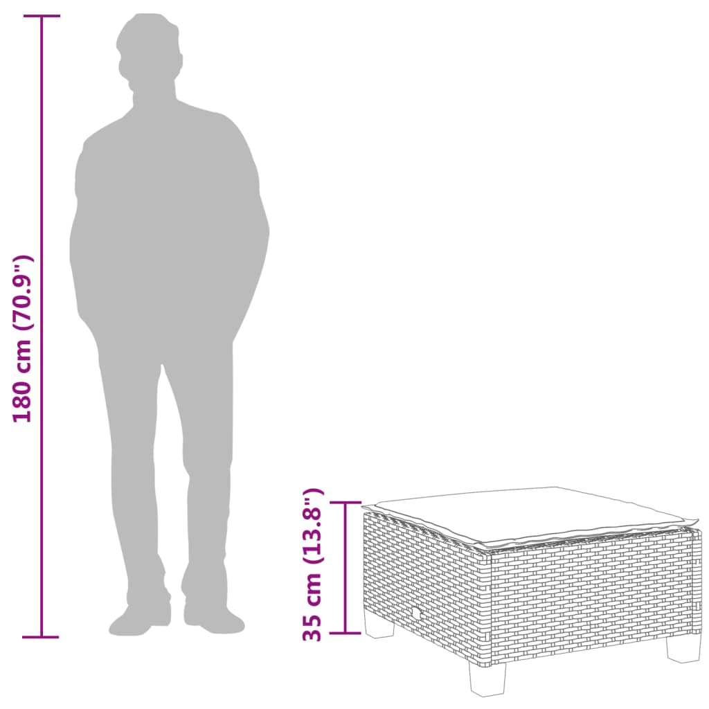 szürke polyrattan kerti ülőke párnával 63,5 x 56 x 32 cm