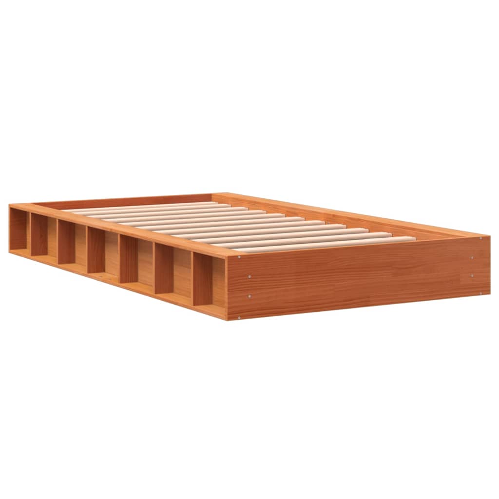 viaszbarna tömör fenyőfa ágy matrac nélkül 90 x 200 cm