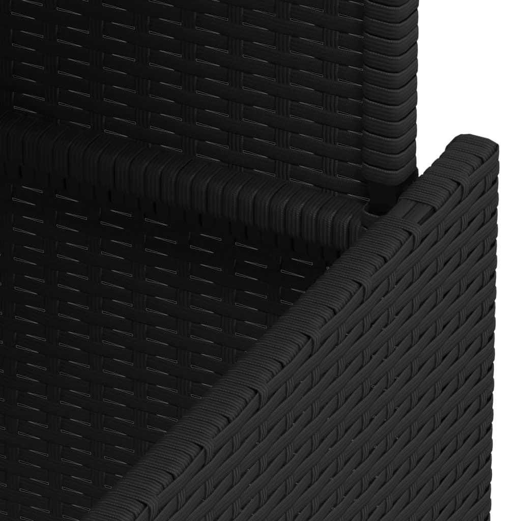 fekete polyrattan és akácfa kerti asztal 100 x 55 x 73 cm