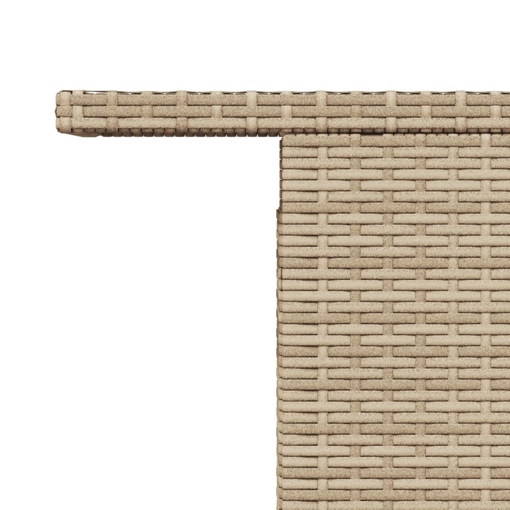 bézs polyrattan és akácfa kerti asztal 100 x 55 x 73 cm