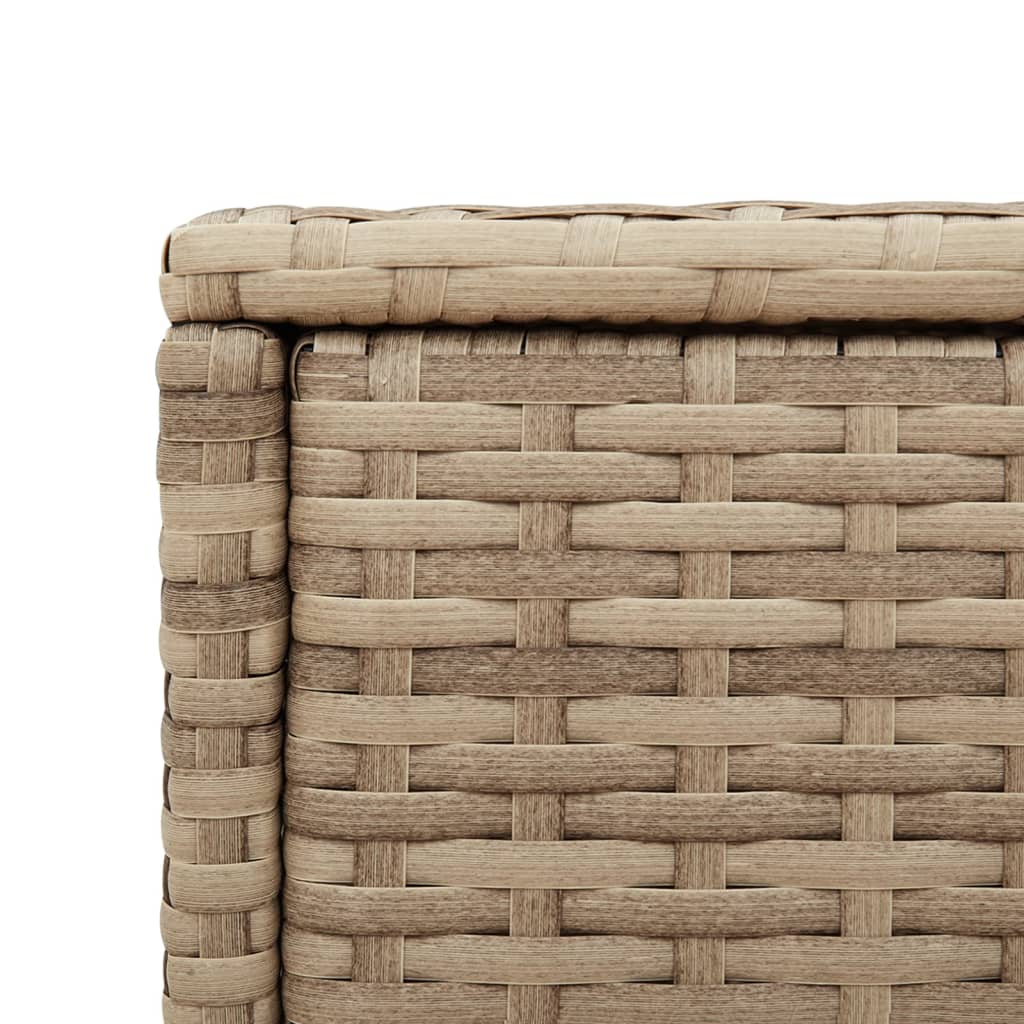 bézs polyrattan kerti kisasztal üveg asztallappal 58x27,5x55 cm
