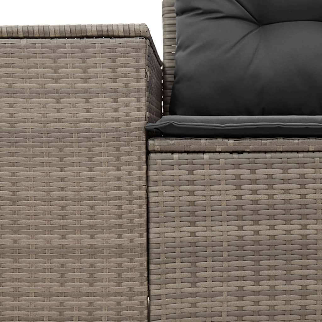 2 személyes szürke polyrattan kerti kanapé párnával