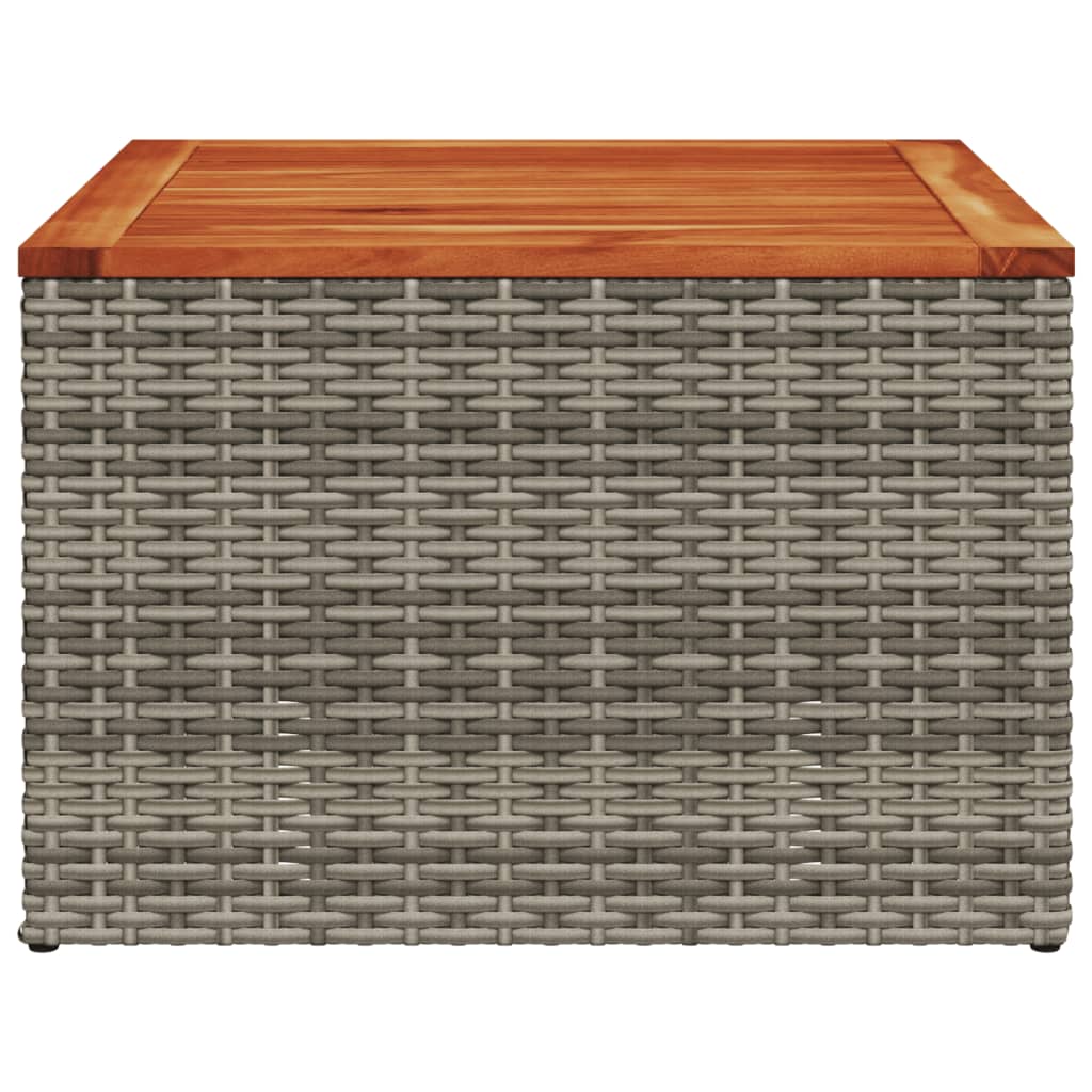 szürke polyrattan és akácfa kerti asztal 55 x 55 x 37 cm