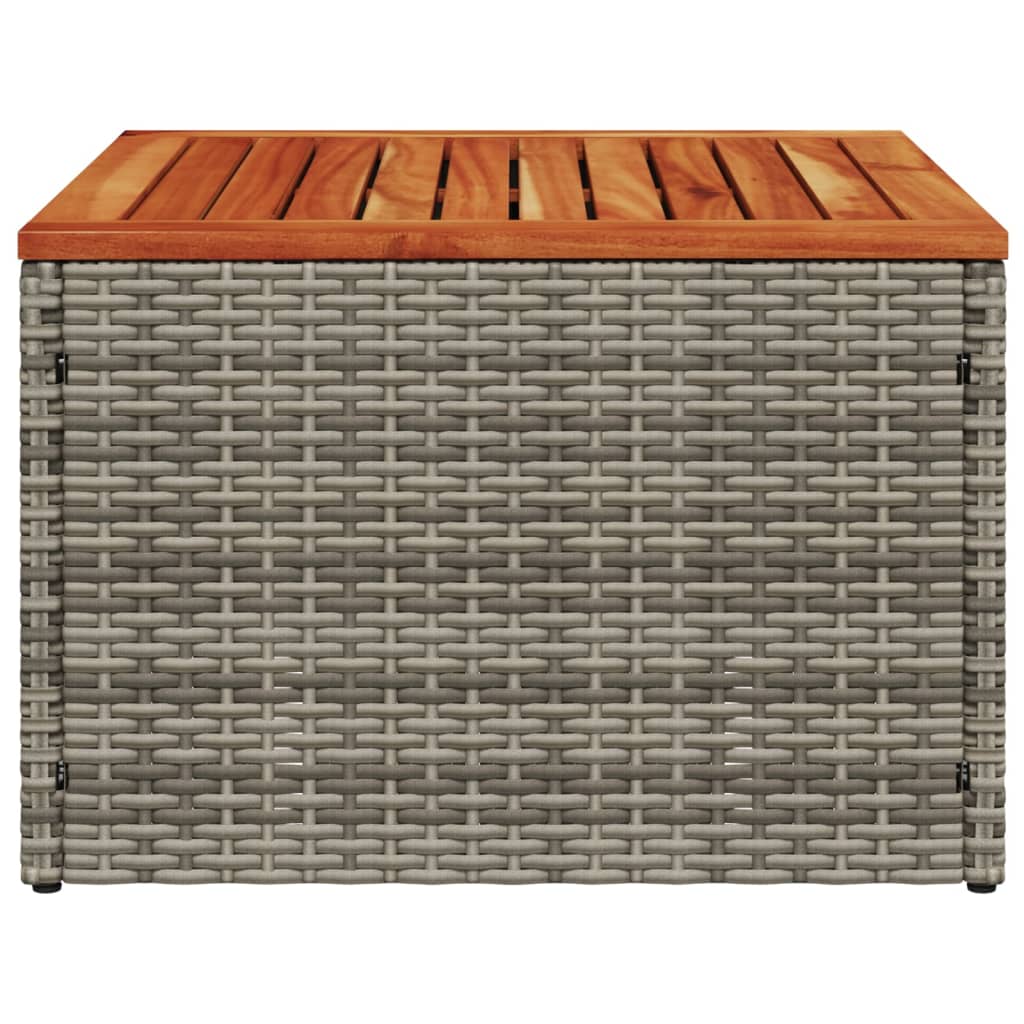 szürke polyrattan és akácfa kerti asztal 55 x 55 x 37 cm