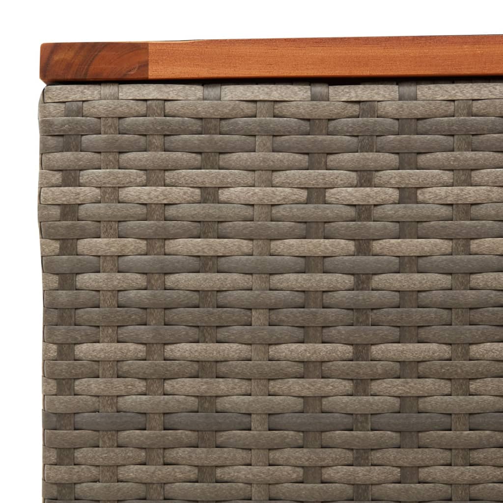 szürke polyrattan és akácfa kerti asztal 55 x 55 x 37 cm