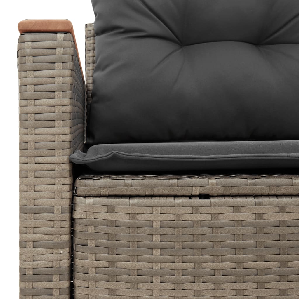 2 személyes szürke polyrattan kerti kanapé párnával
