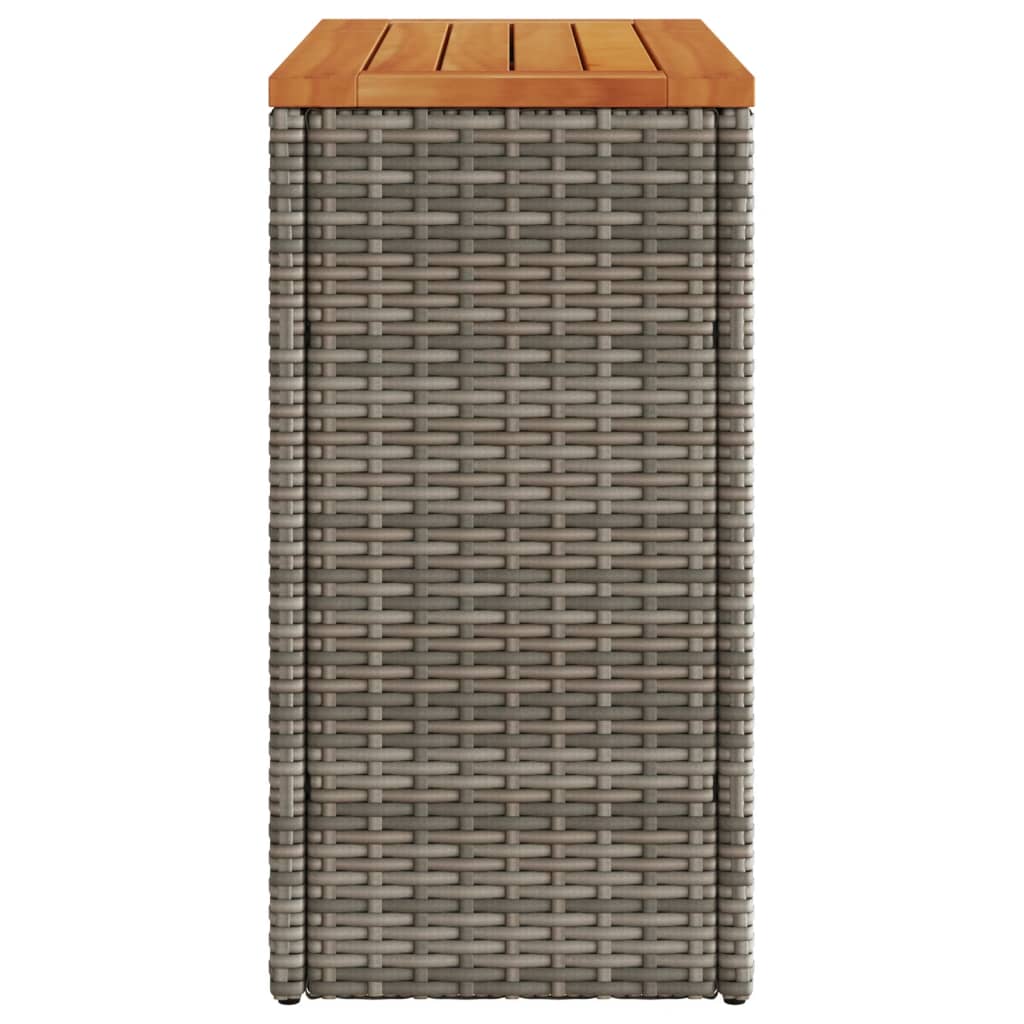 szürke polyrattan falapos kerti kisasztal 58 x 27,5 x 55 cm