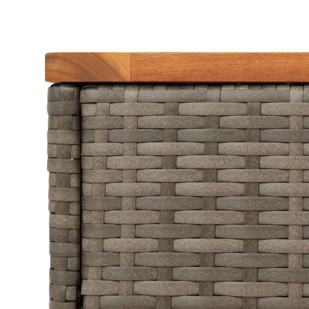 szürke polyrattan falapos kerti kisasztal 58 x 27,5 x 55 cm
