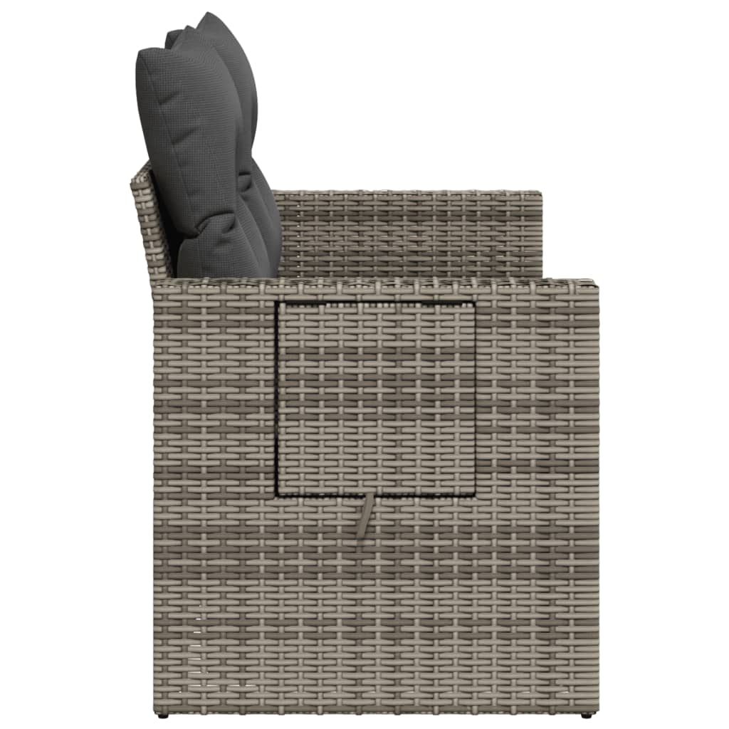 2 személyes szürke polyrattan kerti kanapé párnával