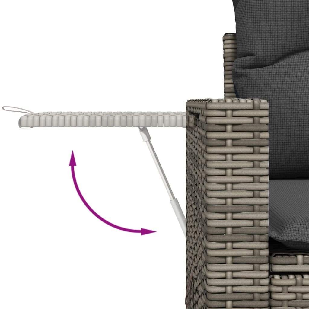 2 személyes szürke polyrattan kerti kanapé párnával