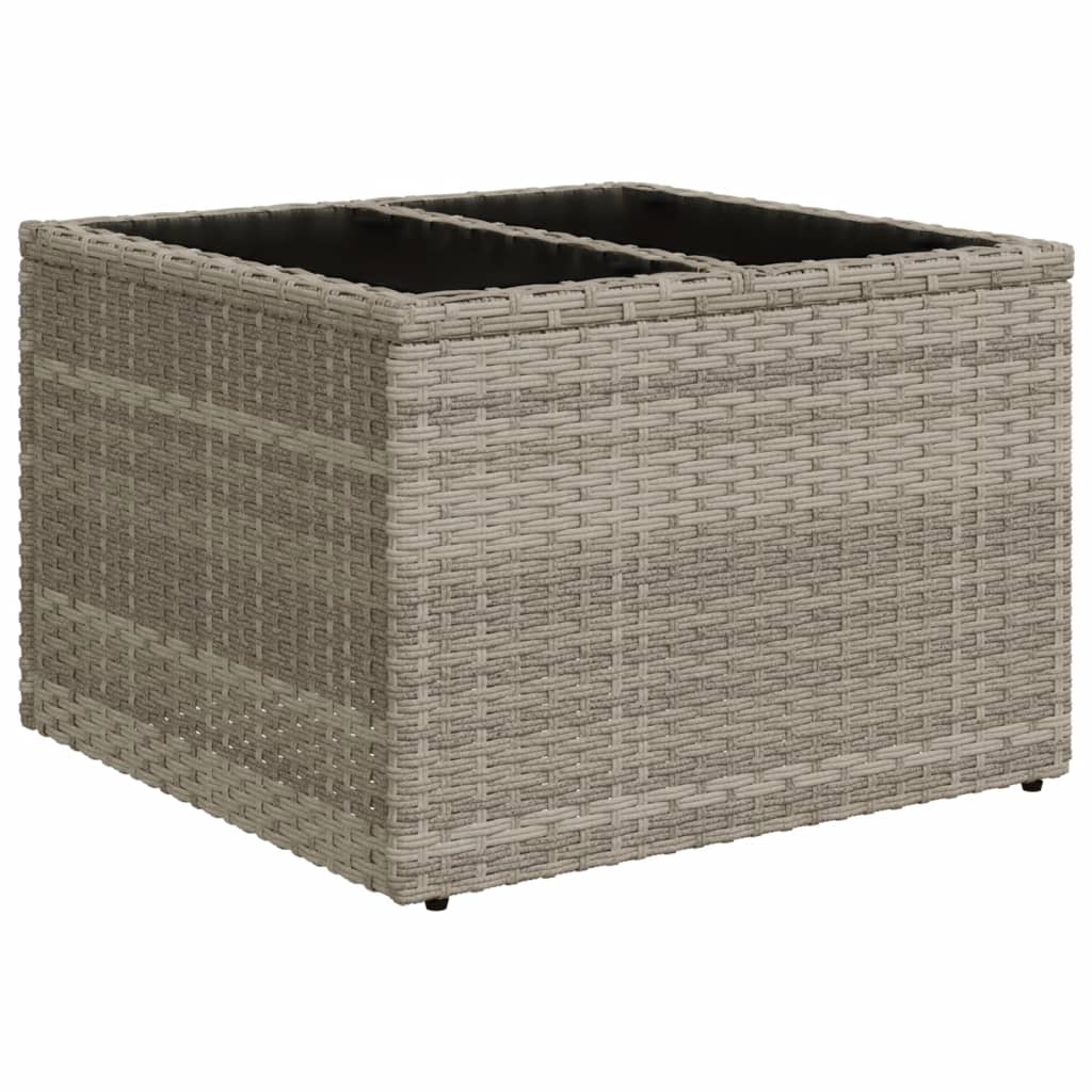 világosszürke polyrattan üveglapos kerti asztal 55x55x37 cm