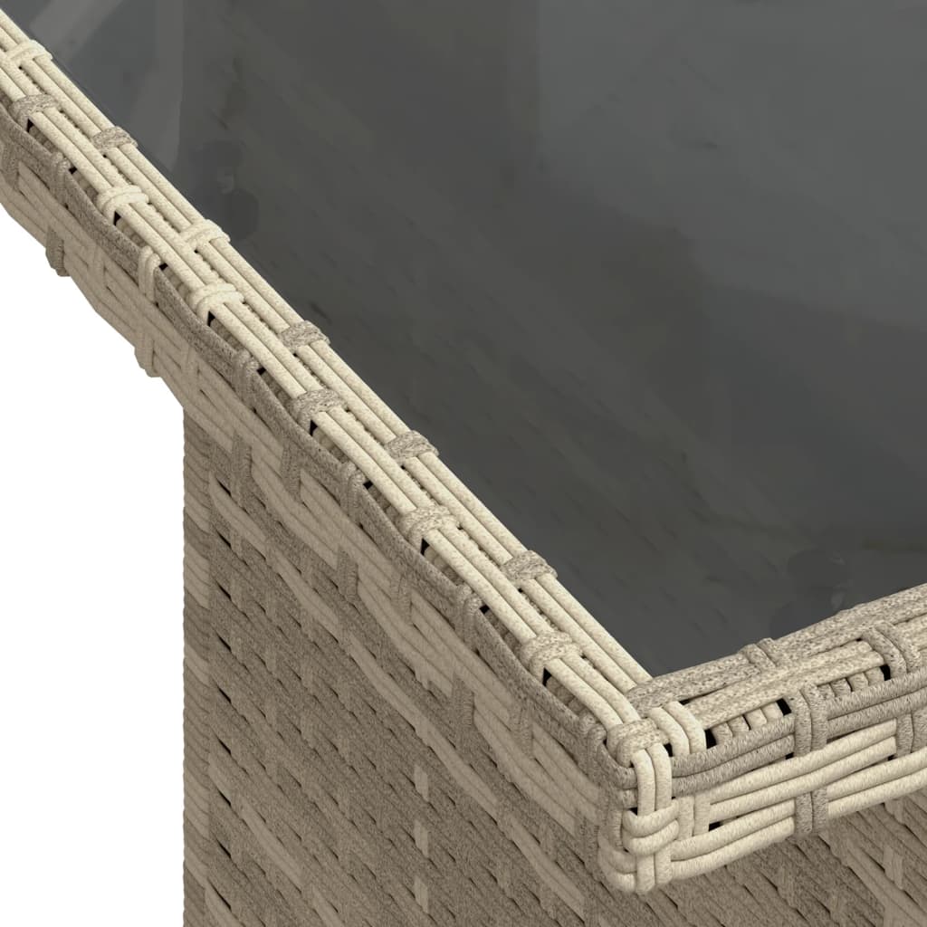 szürke polyrattan üveglapos kerti asztal 100x55x73 cm
