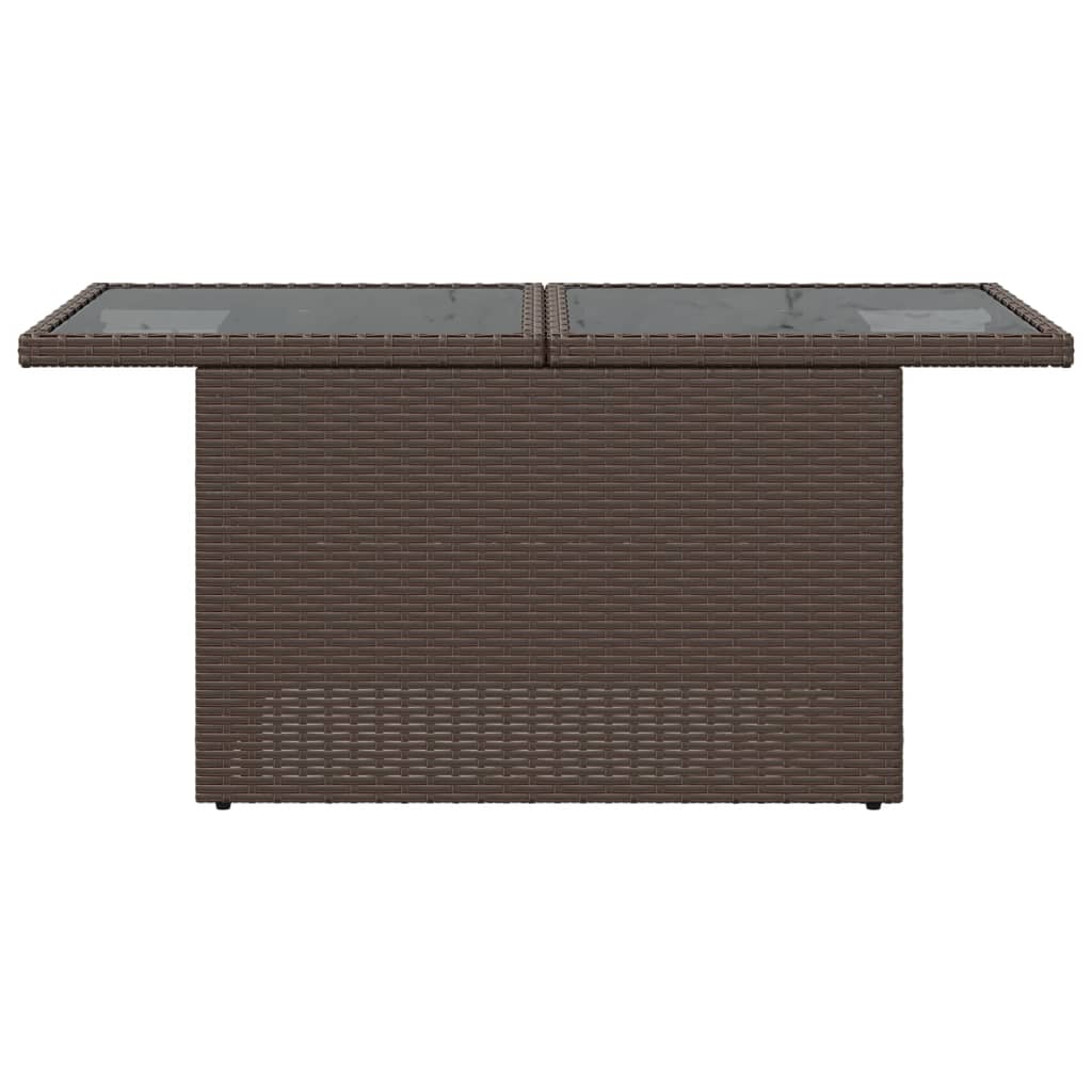 barna polyrattan üveglapos kerti asztal 100 x 55 x 73 cm