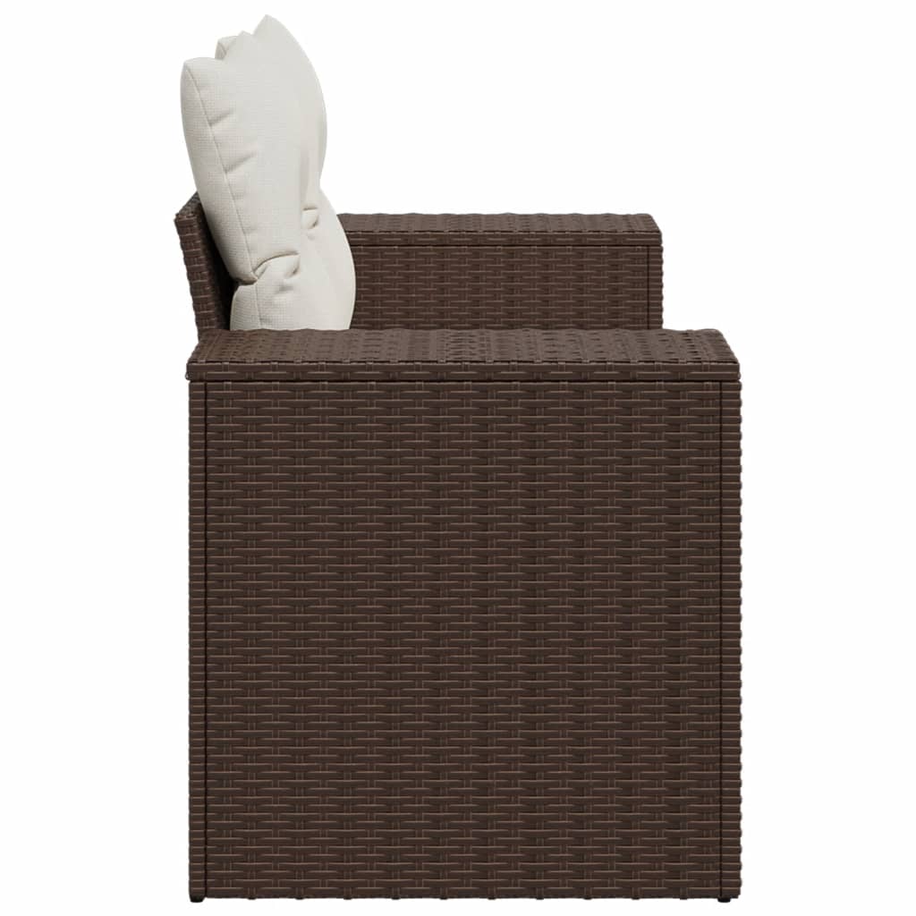 2 személyes barna polyrattan kerti kanapé párnával