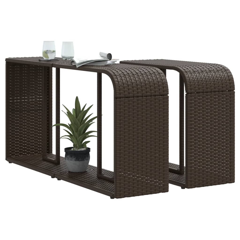 2 db barna polyrattan tárolópolc