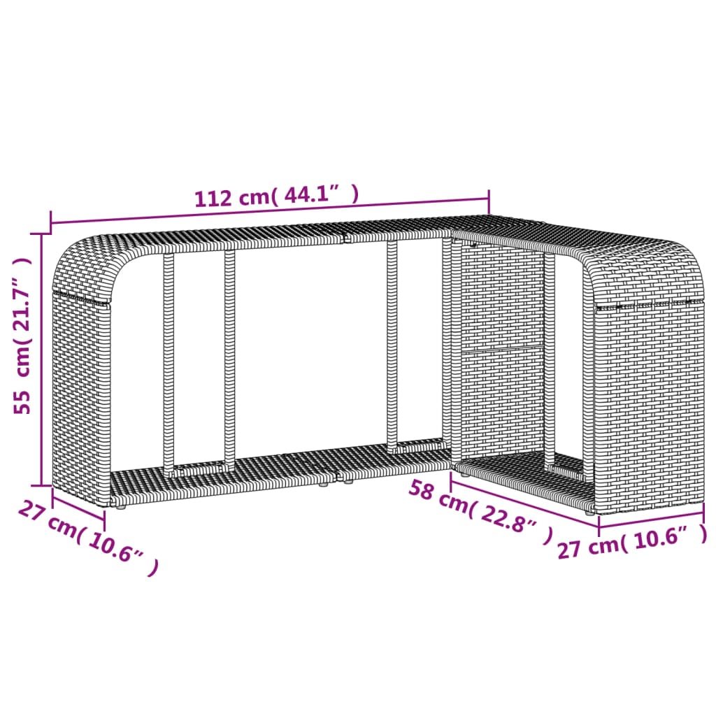 2 db barna polyrattan tárolópolc