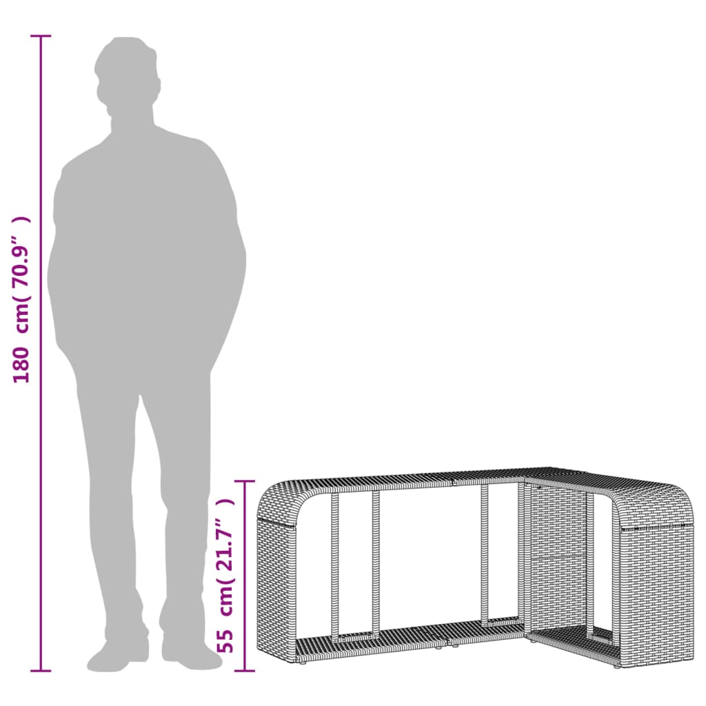 2 db barna polyrattan tárolópolc