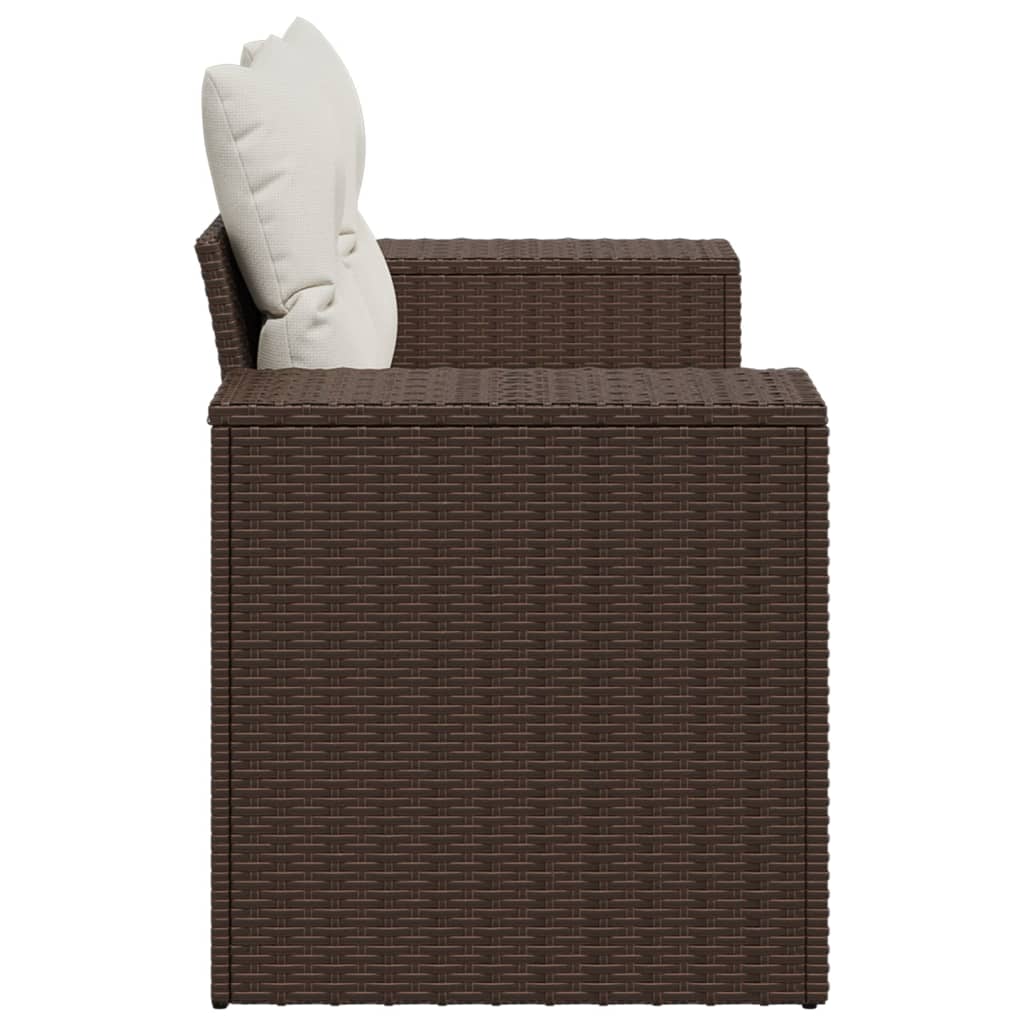 2 személyes barna polyrattan kerti kanapé párnával