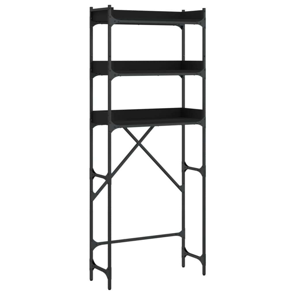 fekete szerelt fa mosógéppolc 67 x 25 x 163 cm