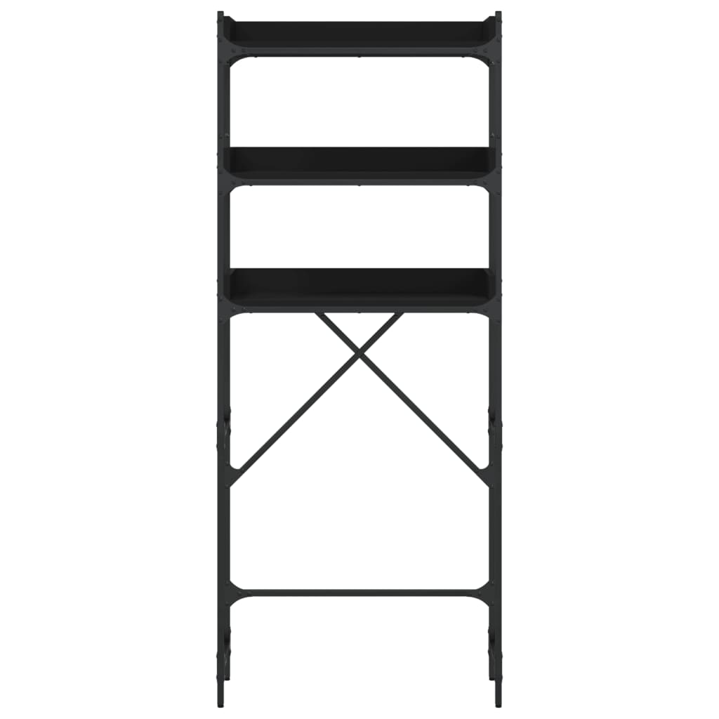 fekete szerelt fa mosógéppolc 67 x 25 x 163 cm
