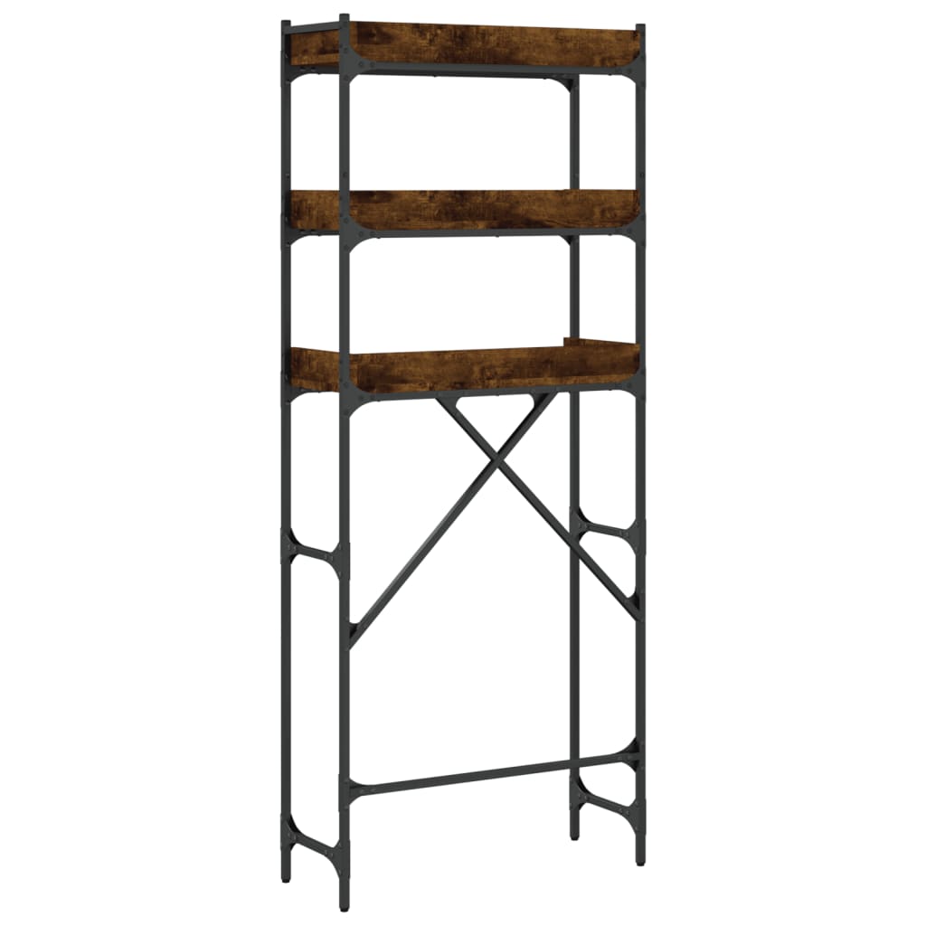 füstös tölgy színű szerelt fa mosógéppolc 67 x 25 x 163 cm