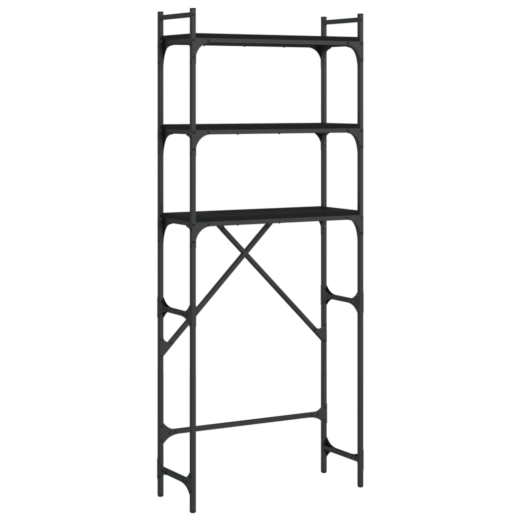 fekete szerelt fa mosógéppolc 67 x 25 x 163 cm