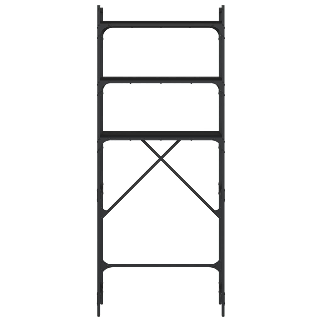 fekete szerelt fa mosógéppolc 67 x 25 x 163 cm