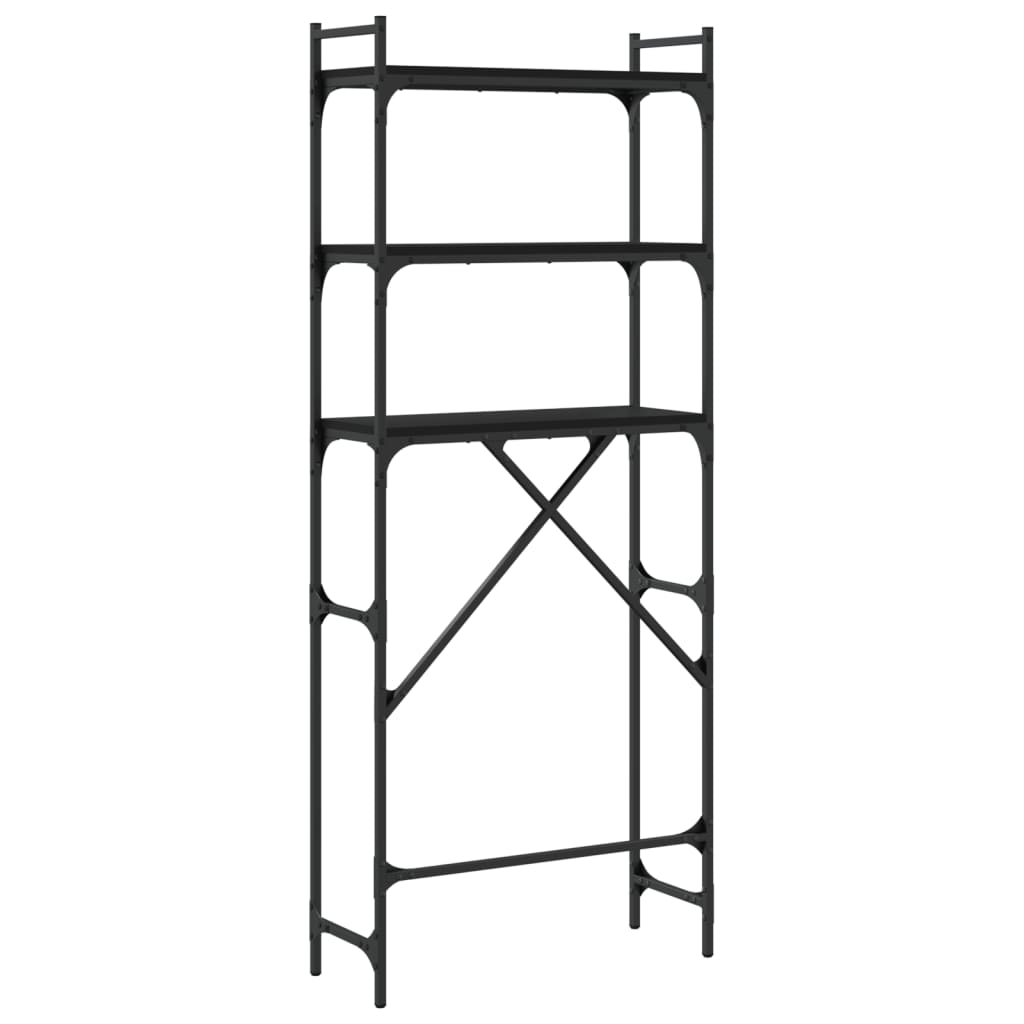 fekete szerelt fa mosógéppolc 67 x 25 x 163 cm