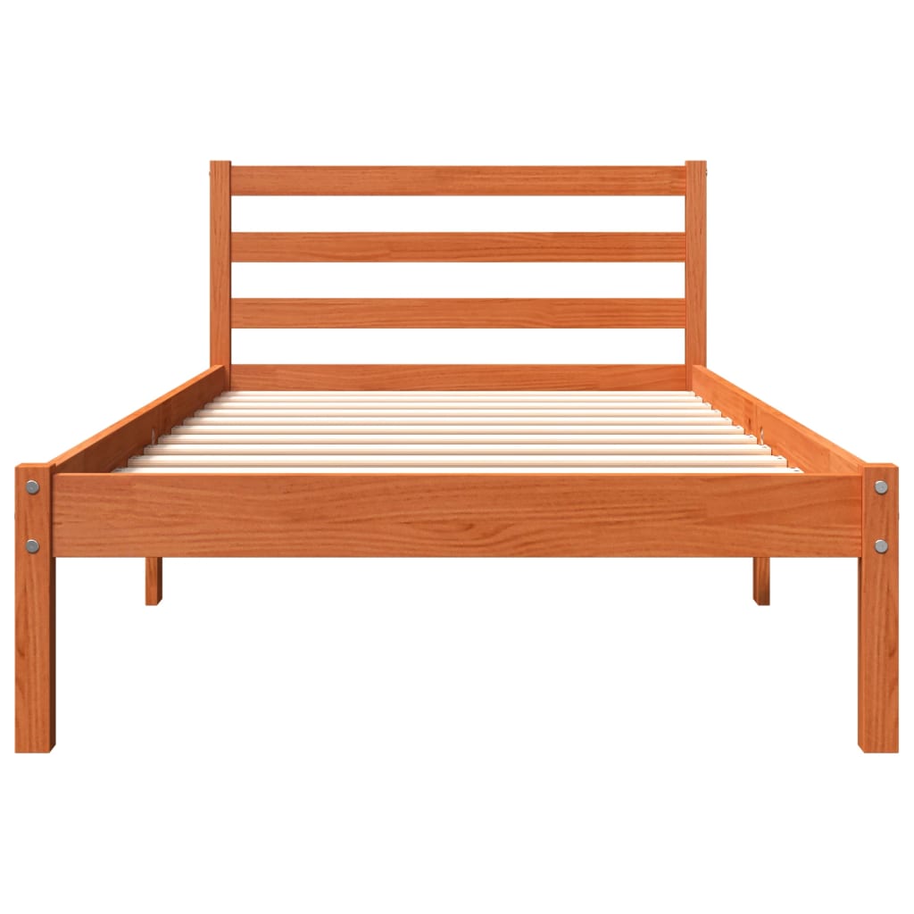viaszbarna tömör fenyőfa ágy matrac nélkül 90 x 190 cm