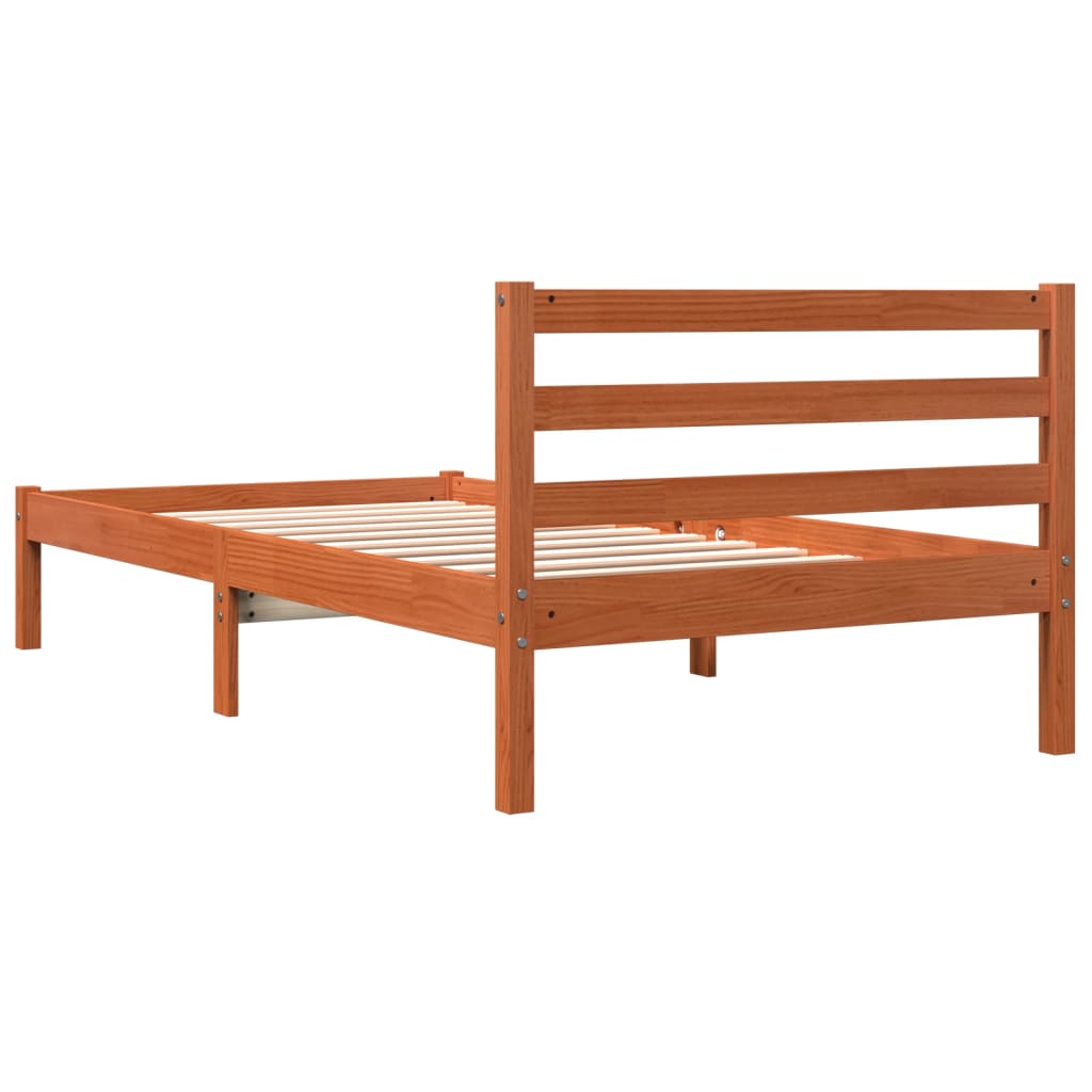 viaszbarna tömör fenyőfa ágy matrac nélkül 90 x 190 cm