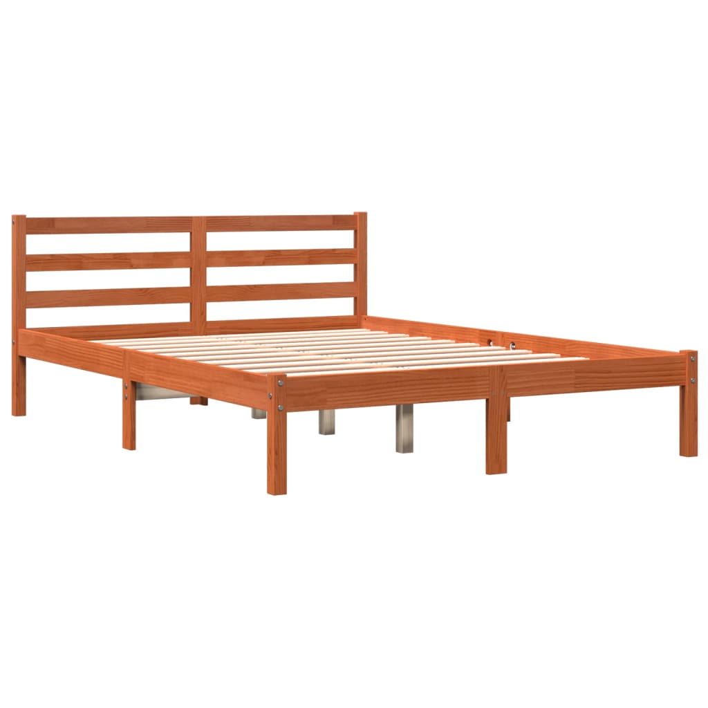 viaszbarna tömör fenyőfa ágy matrac nélkül 140 x 190 cm