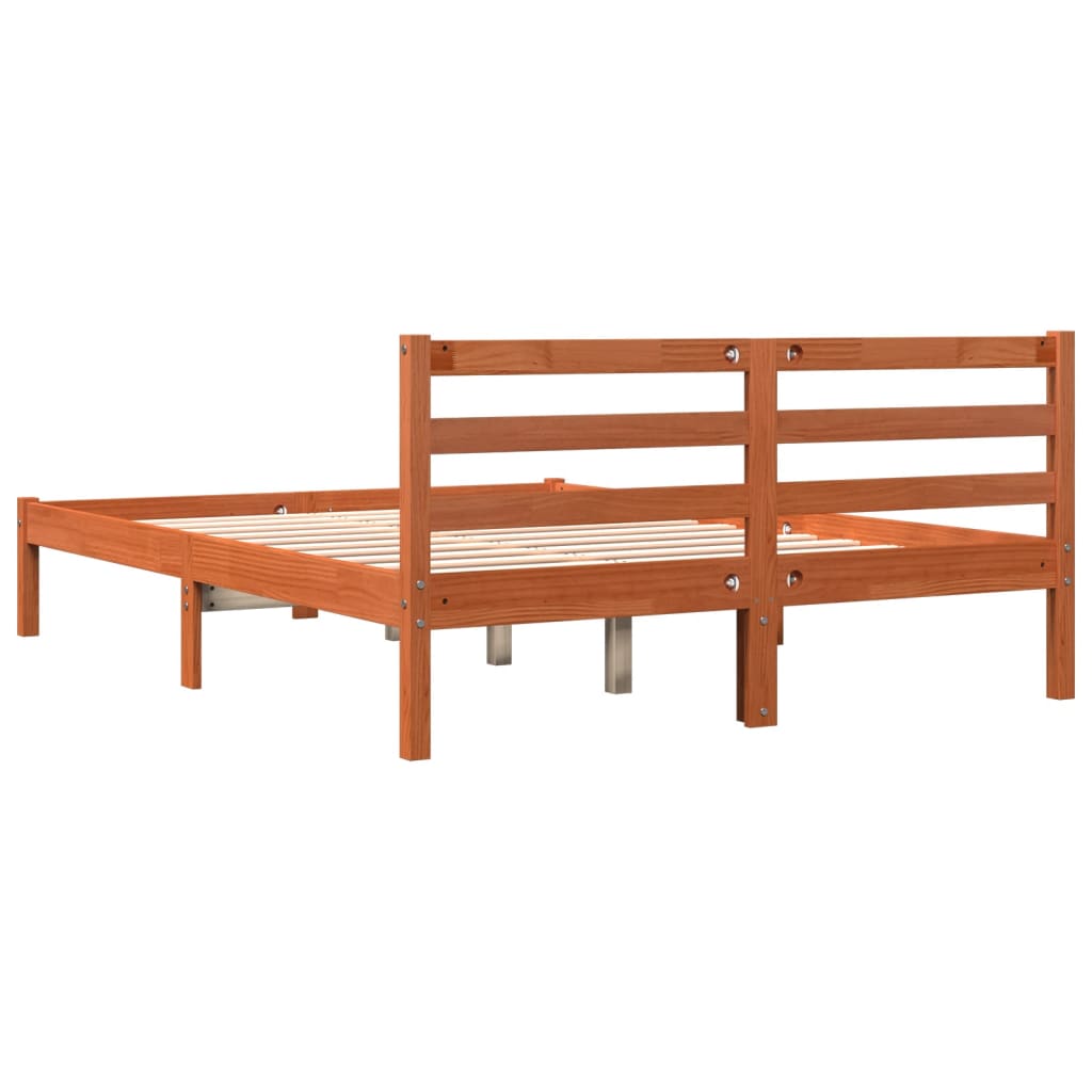 viaszbarna tömör fenyőfa ágy matrac nélkül 140 x 190 cm