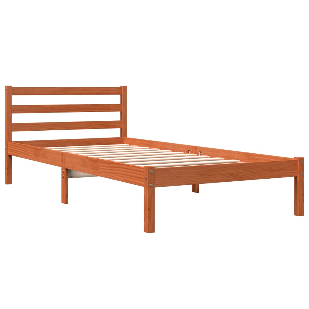 viaszbarna tömör fenyőfa ágy matrac nélkül 90 x 200 cm