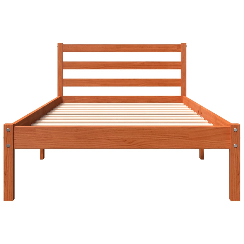 viaszbarna tömör fenyőfa ágy matrac nélkül 90 x 200 cm