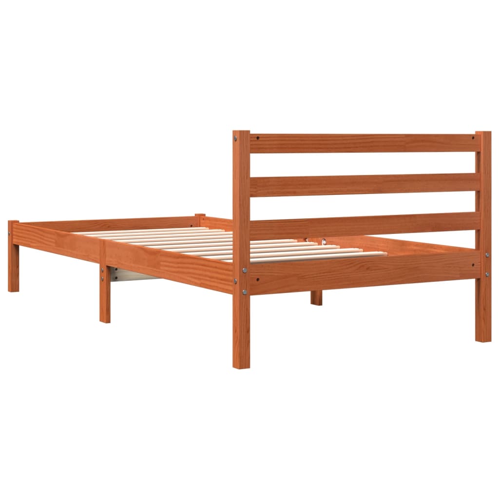 viaszbarna tömör fenyőfa ágy matrac nélkül 90 x 200 cm