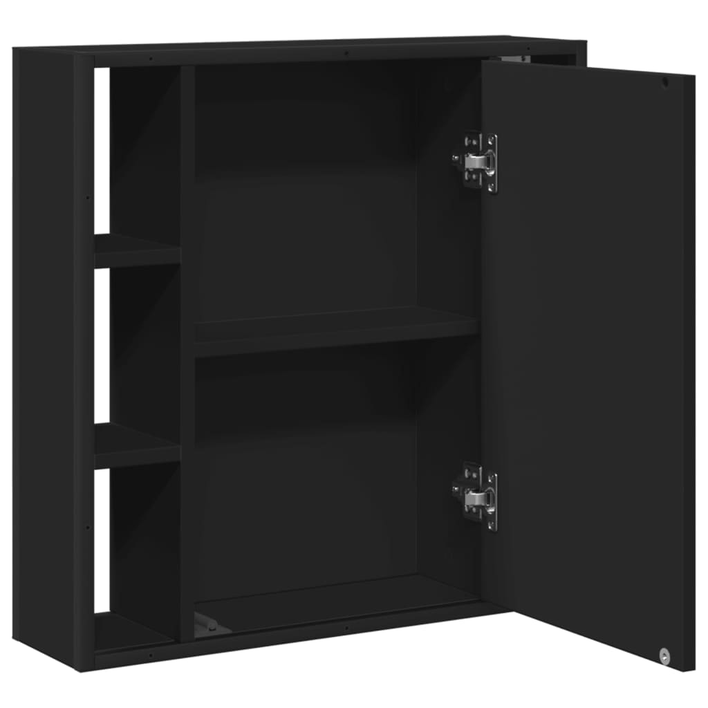 fekete szerelt fa fürdőszobai tükör 60 x 16 x 60 cm