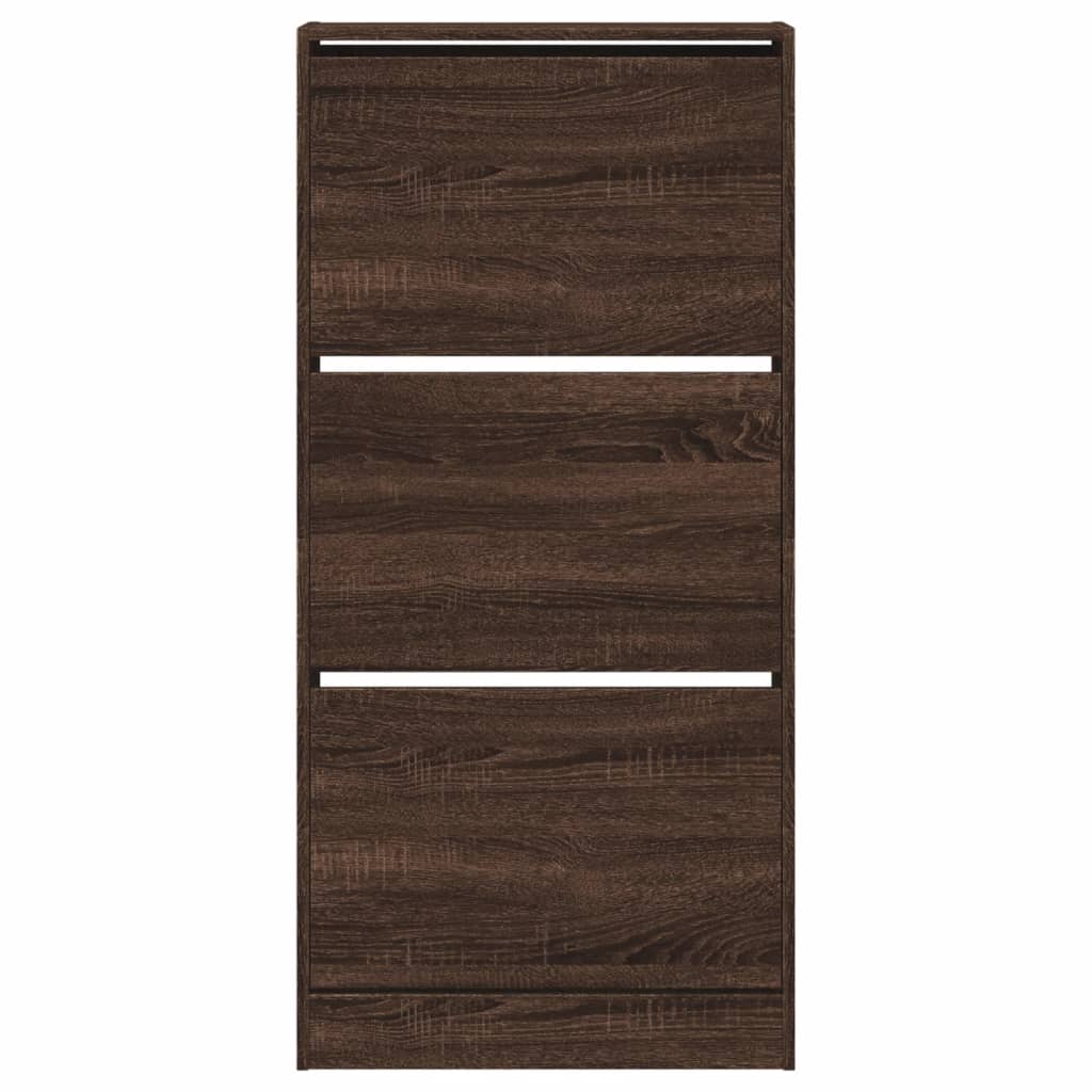 barna tölgyszínű szerelt fa cipőszekrény 60x 21 x 125,5 cm
