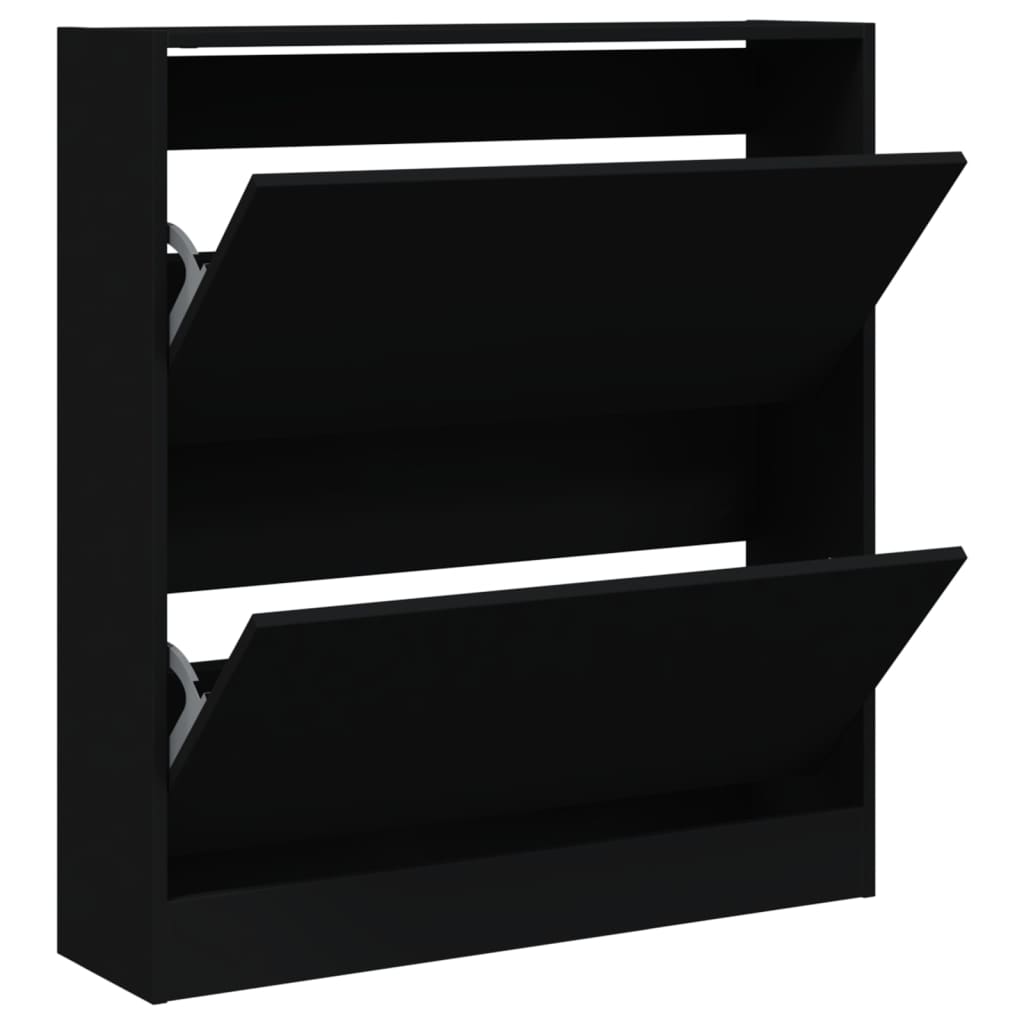 fekete szerelt fa cipőszekrény 80 x 21x 87,5 cm