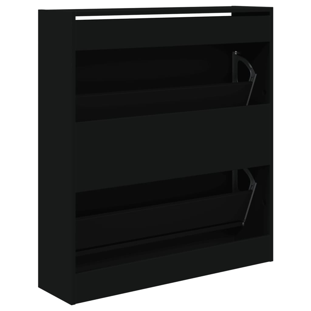 fekete szerelt fa cipőszekrény 80 x 21x 87,5 cm