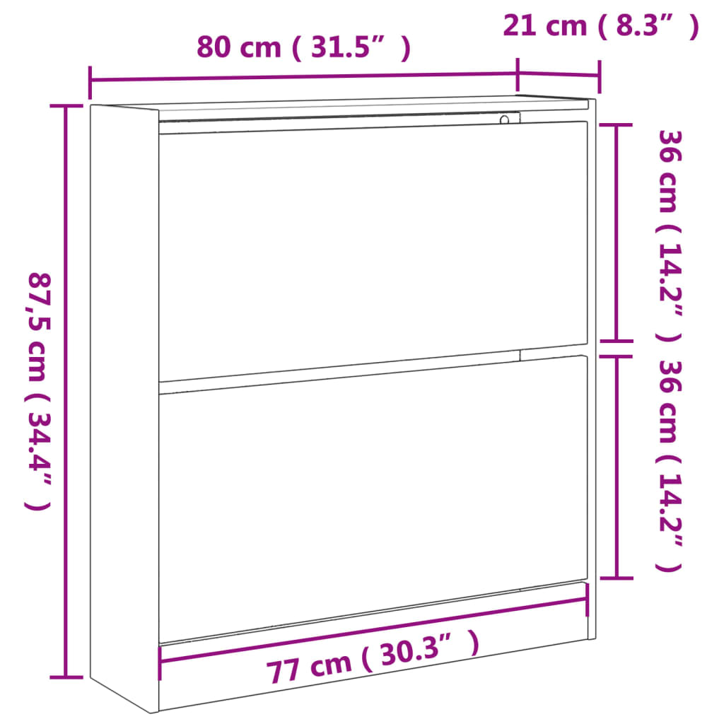 barna tölgyszínű szerelt fa cipőszekrény 80 x 21 x 87,5 cm