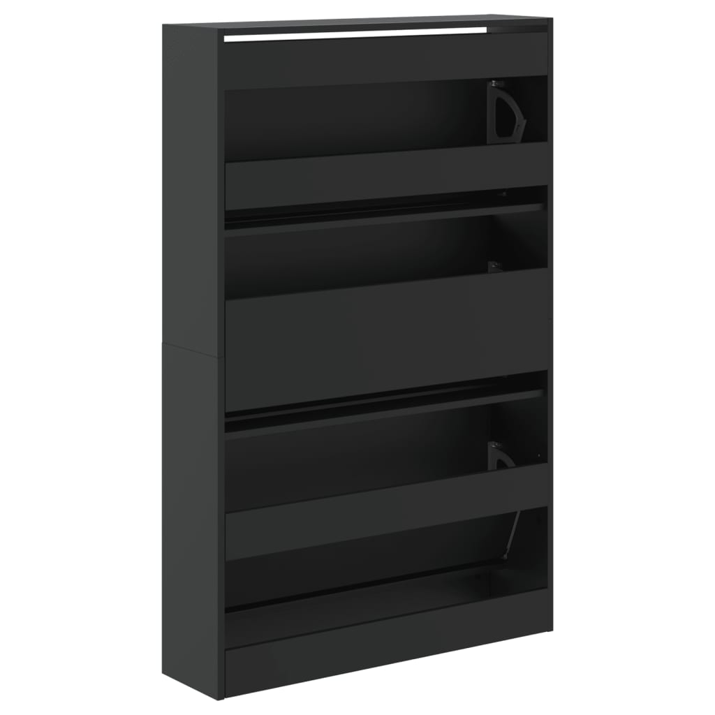 fekete szerelt fa cipőszekrény 80 x 21 x 125,5 cm